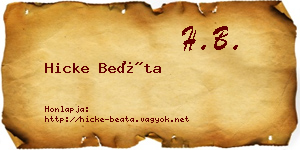 Hicke Beáta névjegykártya